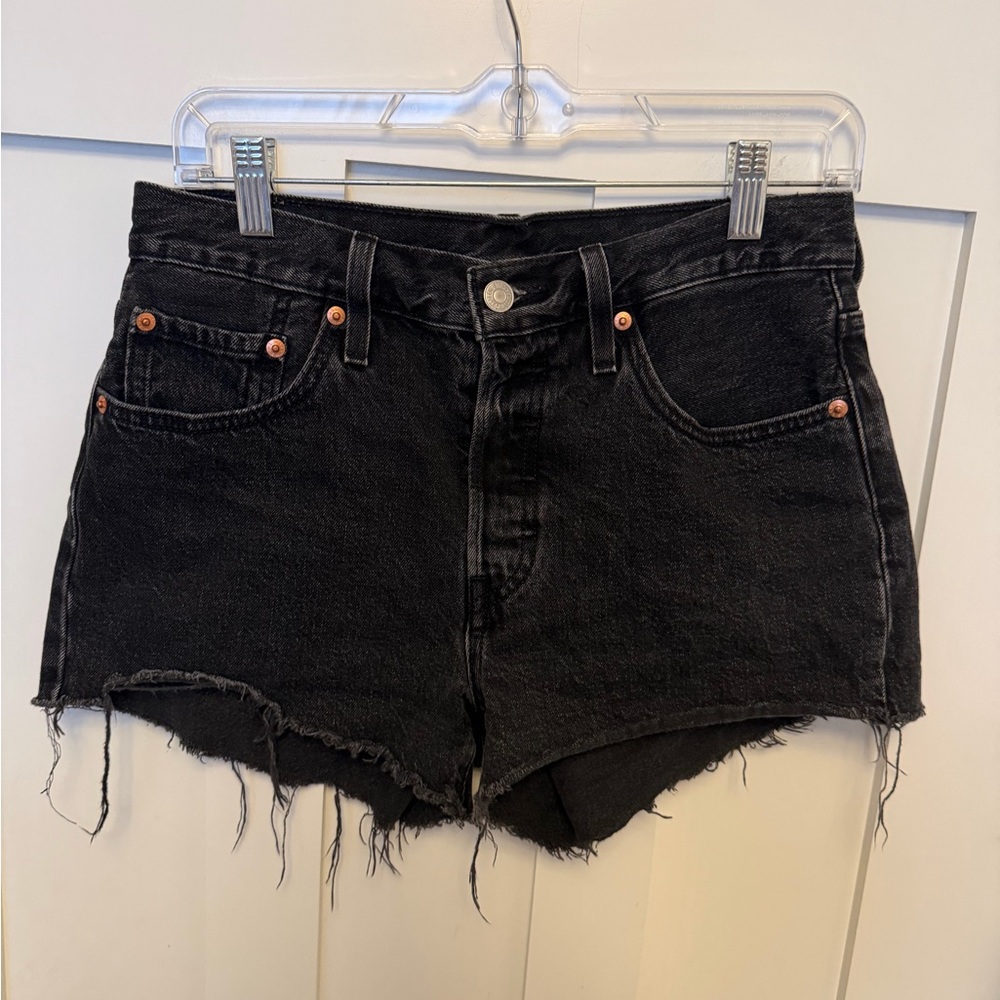 Levi’s 501 Classic Cut Off Jean shorts Size 27 Button Fly 100% Cotton Black